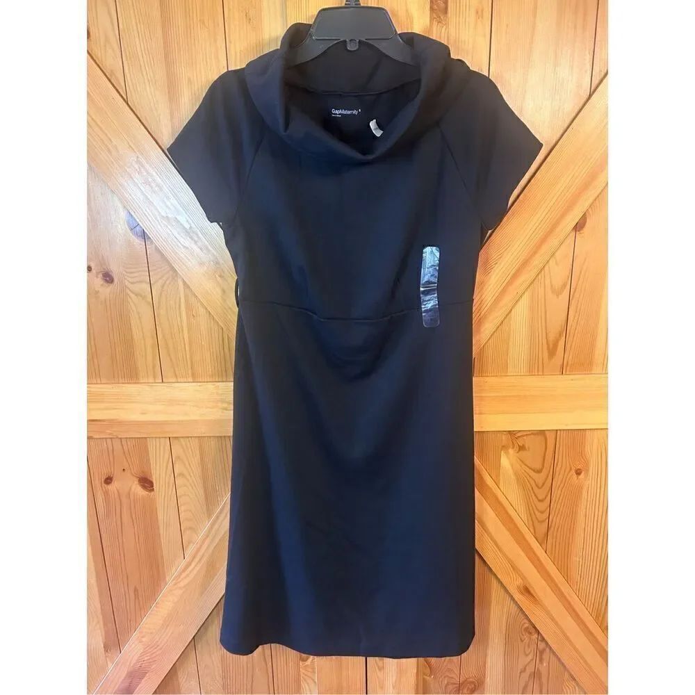 Gap Maternity Small Black Dress Cowl Neck Short Sleeve Nwtโ(4202)
